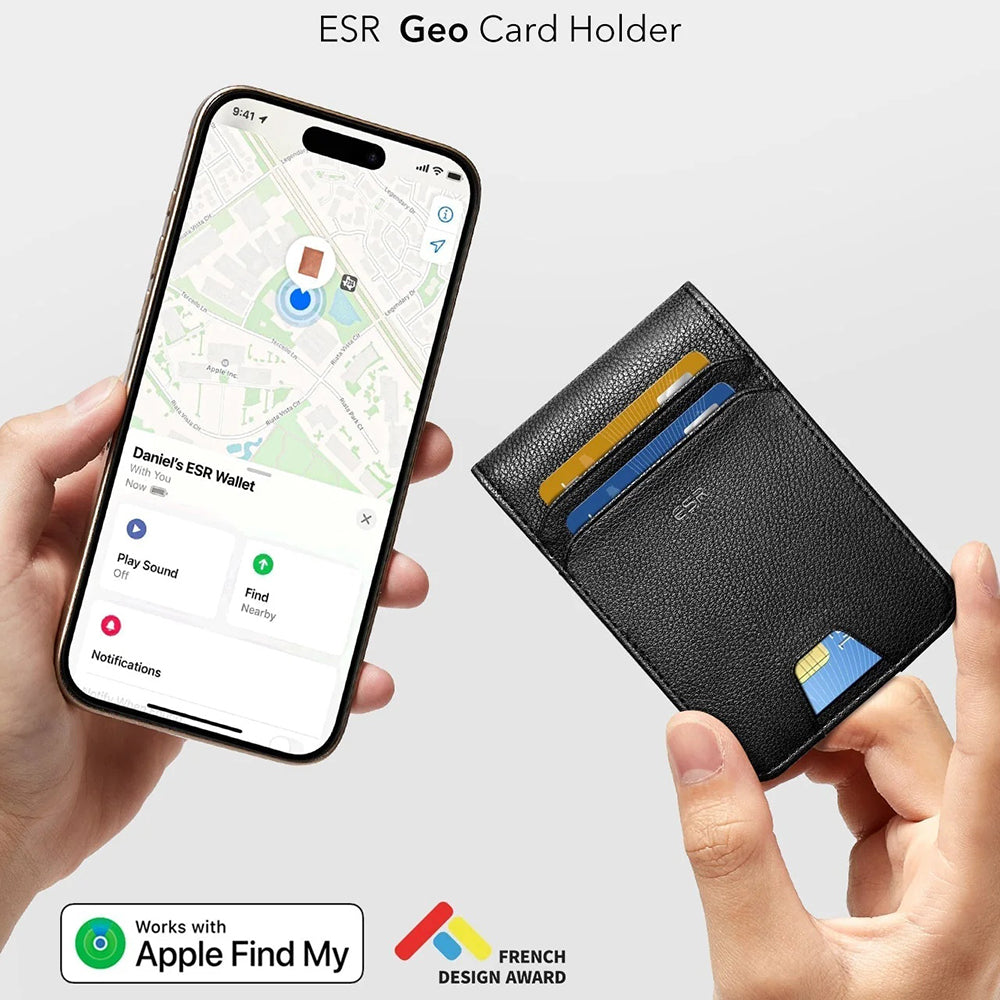 ESR Classic Geo Wallet with Find My function and RFID Protection, Black