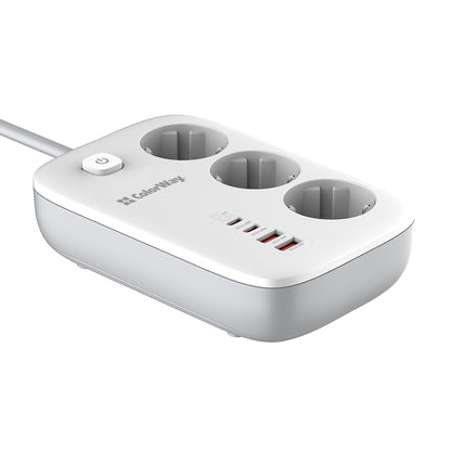 ColorWay Extension Cord, 3 x Schuko, White