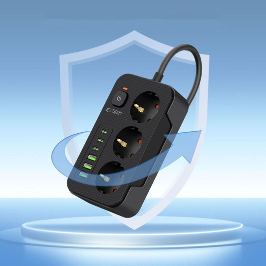 Tech-Protect PC3X6 Extension Cord, 3 x Schuko, Black