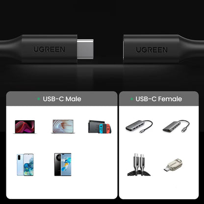 UGREEN US353 USB-C Extension Cable, 1m, Black