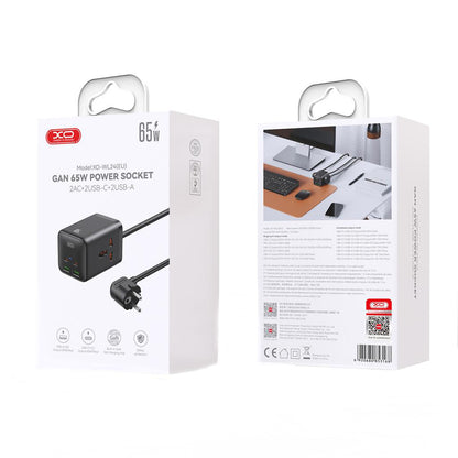 XO Design WL24 Extension Cord, 2 x Socket, Black