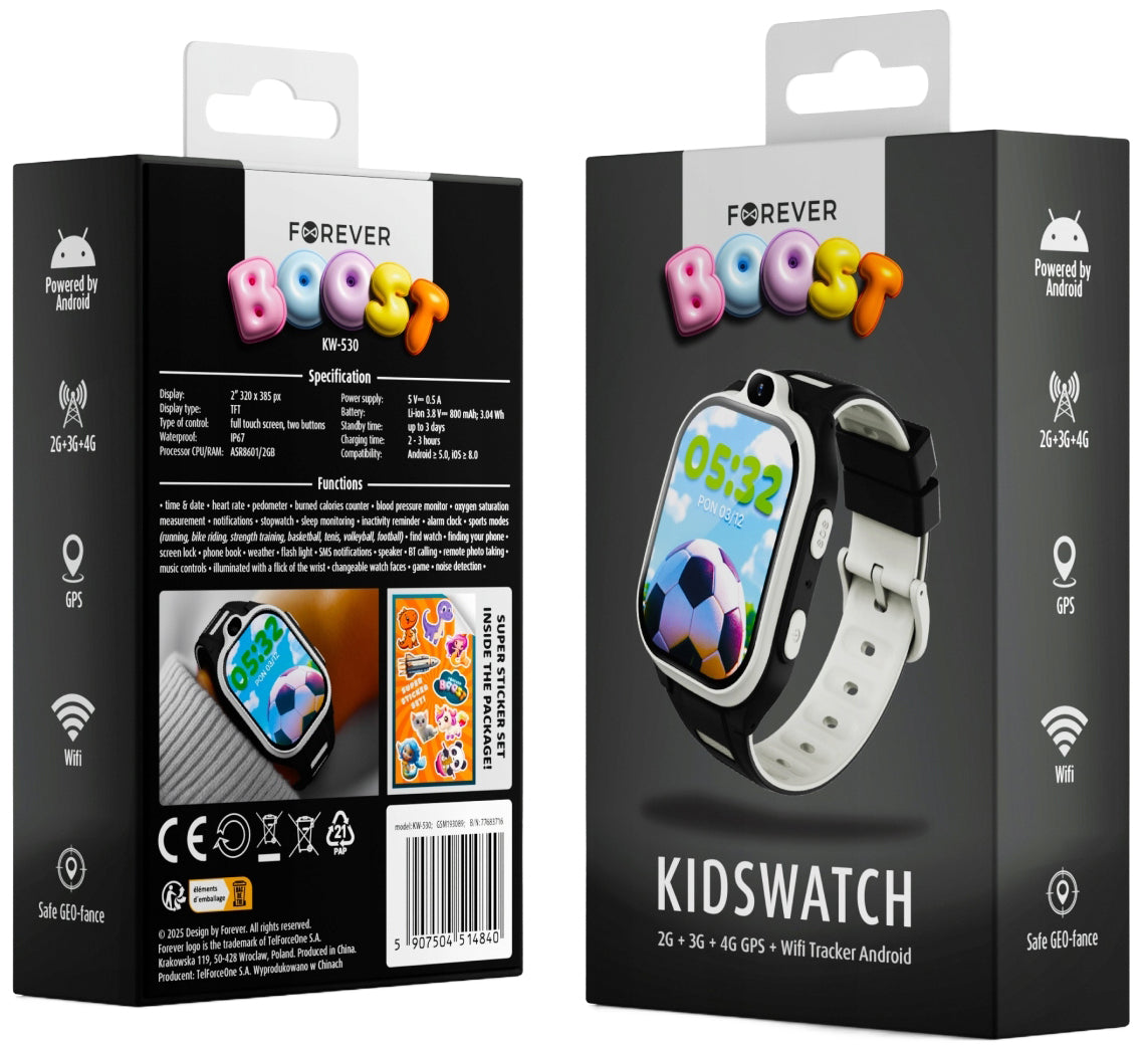 Smartwatch Forever Kids Boost KW-530 Call, Black