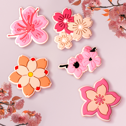 3D OEM Pink Blossom Sticker for Phone / Tablet Case, Set of 5, Multicolor