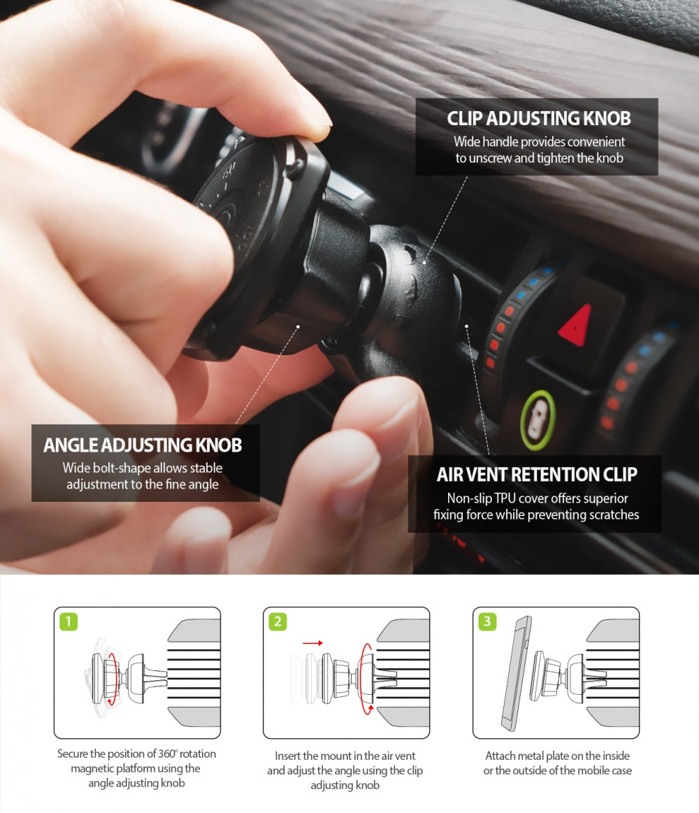 Ringke Power Clip Magnetic Car Mount, Universal, Black
