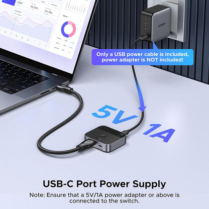 HDMI / USB-C UGREEN AW503 (55452) Video Switch, Gray