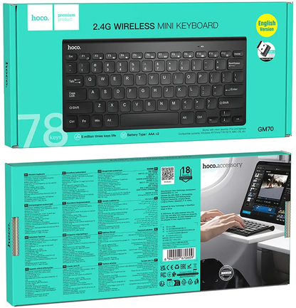 Wireless Keyboard HOCO GM70, Black