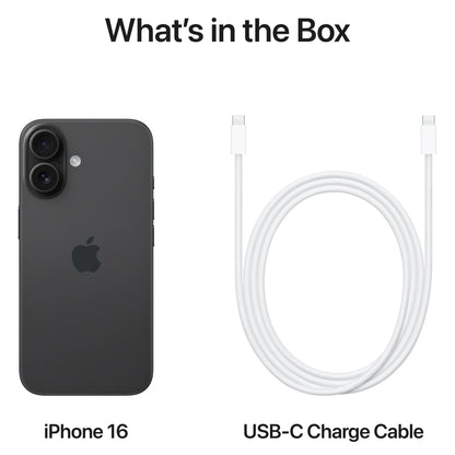 Apple iPhone 16 Mobile Phone, 128GB, Black MYE73ZD/A